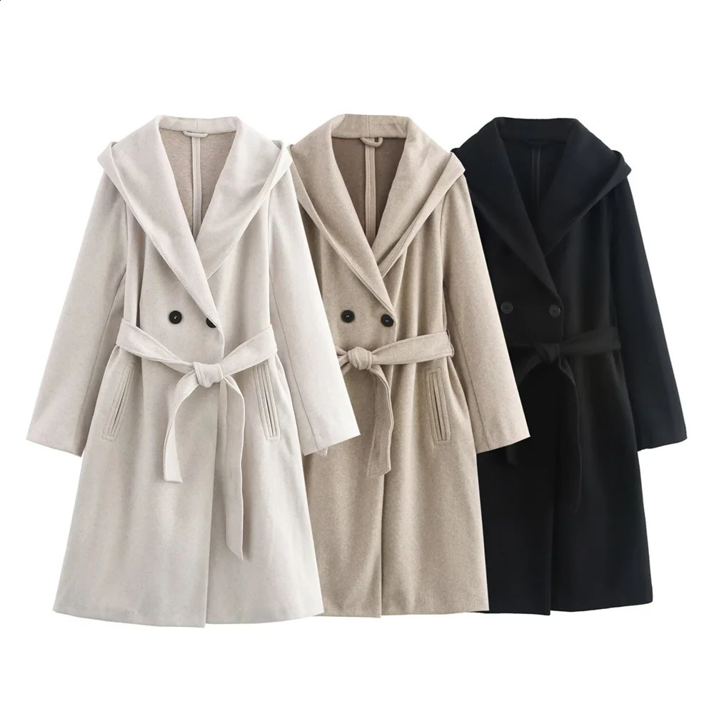 2024 Rarf Autumn Womens Hoodie européen et américain Collier de mode avec une poche à arc de ceinture Coat à vent doux250821