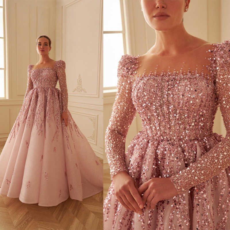 Superbes robes de bal rose perles paillettes de paille