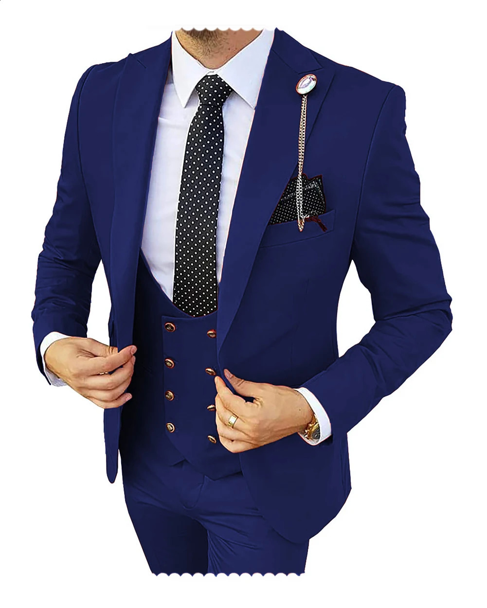 Fashion Formal Mens Suits 3 Pieces Tuxedos Slim Fit Business Groom Champagne Wedding Suit BlazerPantsVest 250822