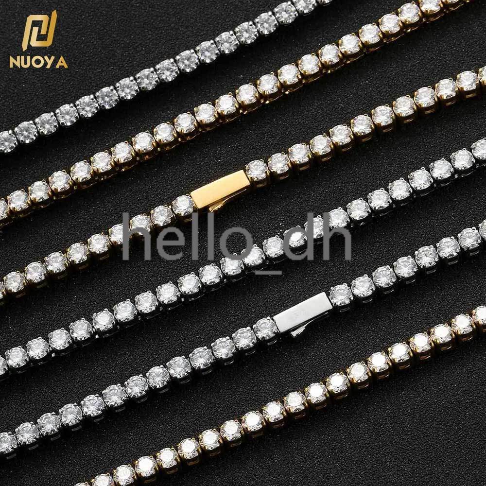 Hip Hop 18K Gold Plated 925 silver 925 silver Tennis Chain Iced Out Lab Grown Diamond Tennis Chain Necklace