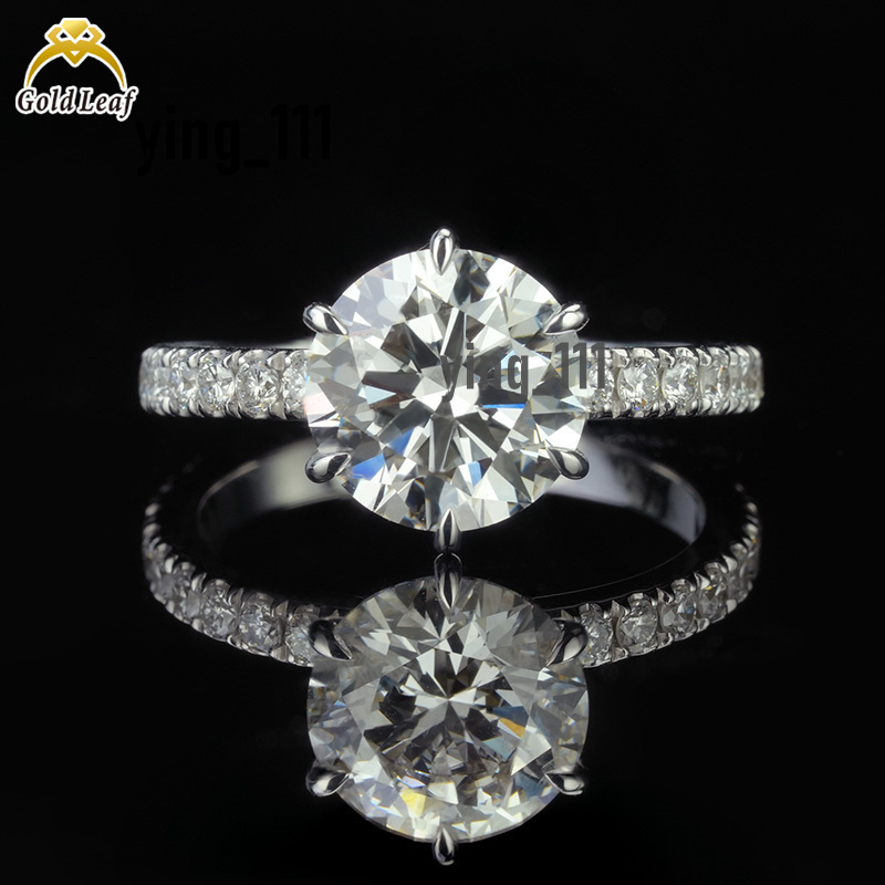 Custom Jewelry IGI Certificate 10k 14k White Gold D E F VVS Round Shape Ring of Fine Jewelry Lab Grown Diamond Ring