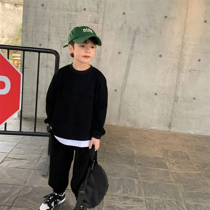 Boys Casual Spring Sets Children Fashion Clothes Suits Kids Solid Colour SweatshirtsPants 2Pcs Simplicity Autumn Outfits 250821 M260305-image-1096279617