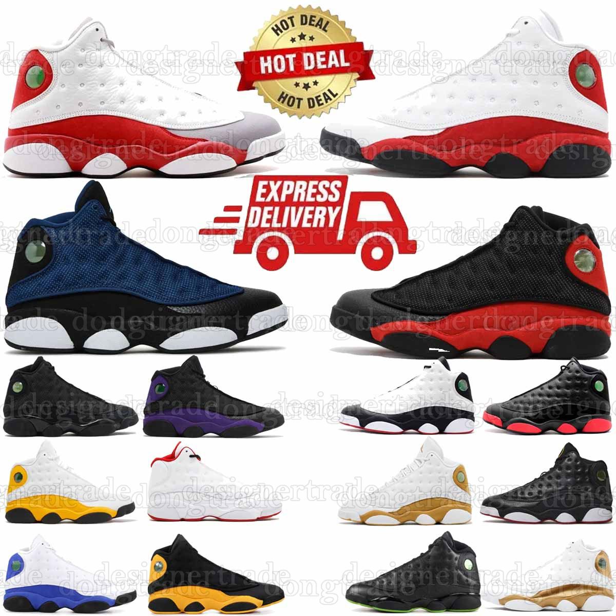 Designer Basketball 13s chaussures pour hommes femmes élevés noire noire noire royal og chicago toe gris toe sales bred extérieur