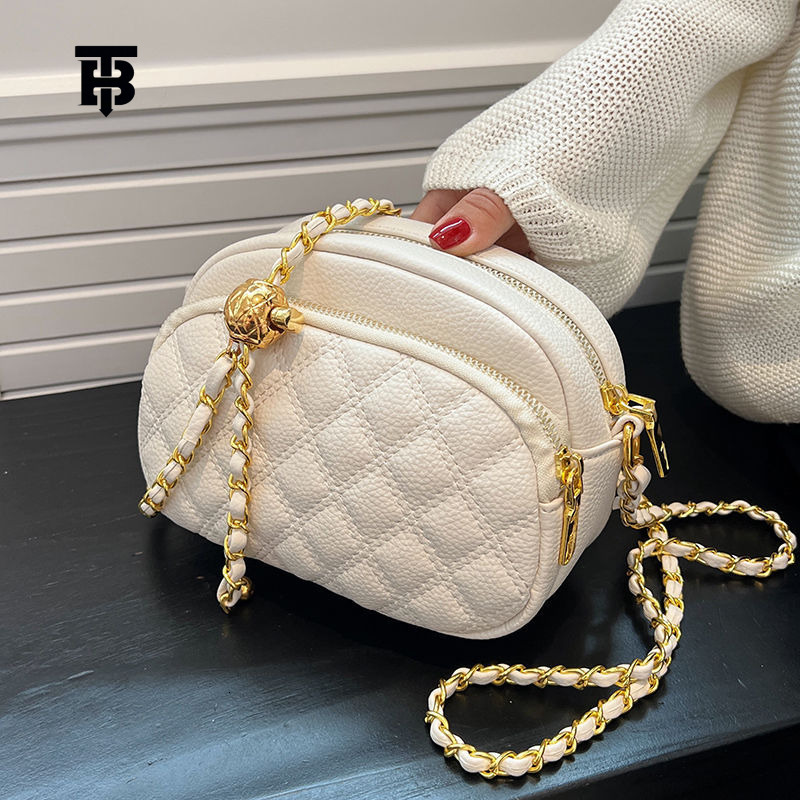 TB BHULAMTE Luxury Texture Women's Small Square Bag New Fashion Diamond Grid Embroidery Thread Designer Shoulder Bag Chain Crossbody Bag Han