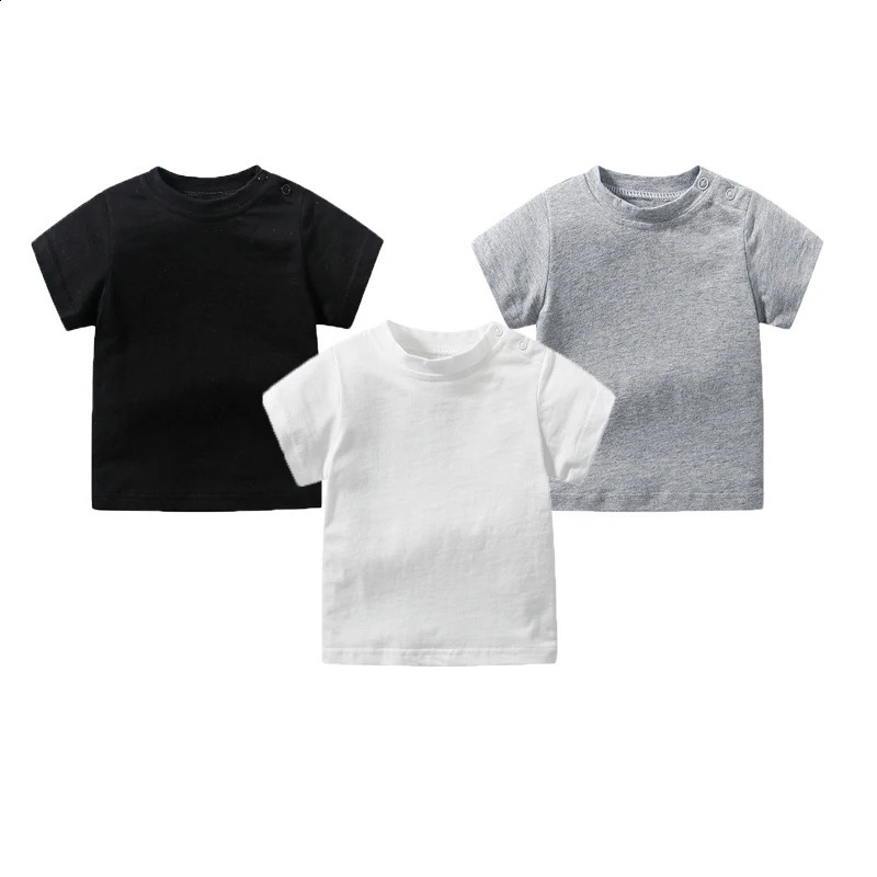 Baby Tops born Boys Girls T-shirt 100% Cotton Clothes 0-24 Months Summer Short Sleeve Shoulder Button Solid Color Infant Tees250821