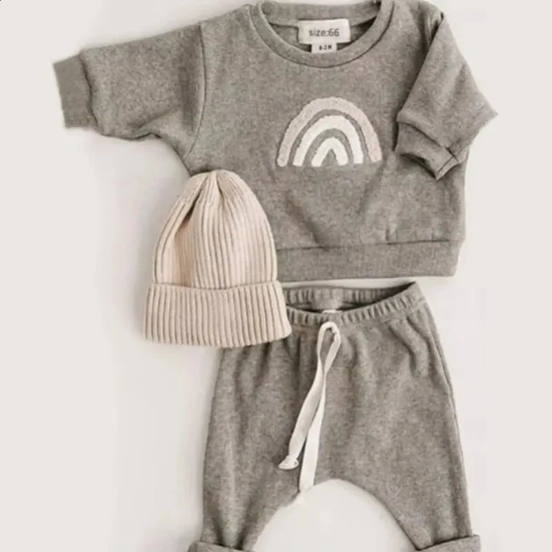 Spring Autumn Fashion Kids Clothes Set Toddler Baby Boy Girl Pattern Casual TopsChild Loose Trousers 2pcs Suit Outfits250821