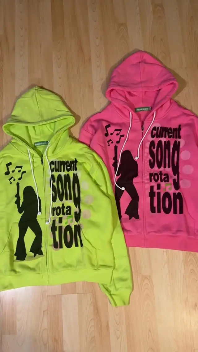 Women Sexy Pattern Print Zip Up Hoodies Women Long Sleeve Tops Loose Hood Shirt Harajuku Y2K Clothes Female Sweatshirt Jacket 250818