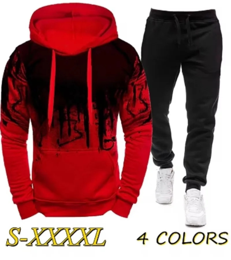 Autumn Winter Trending Tracksuits Men Camouflage Hoodie Pant 2 Piece Set Sports Wear 3d Ink Jogging Suits 250822