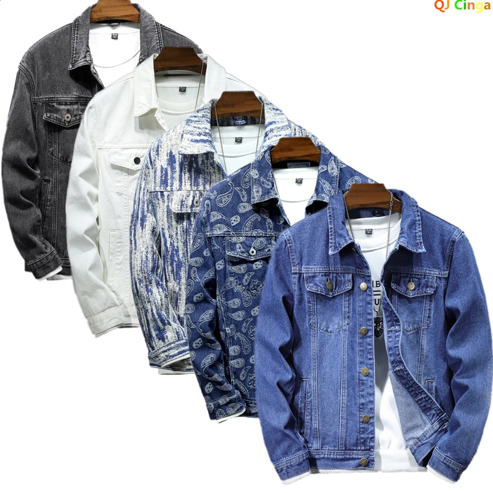 Blue Denim Jacket Mens Singlebreasted Lapel Jackets Black Gray Fashion Casual Coat Spring and Autumn Male Cotton Overcoa 250822