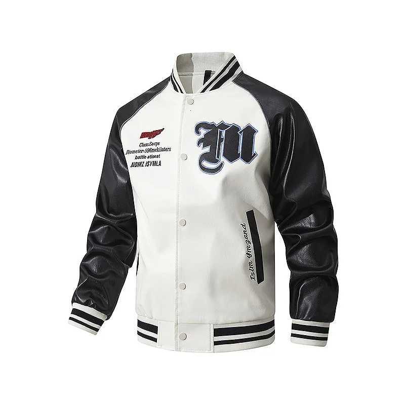 2025 Autumn Mens Fashionable Versatile Embroidered PU Leather Baseball Jacket New Racing Suit Trendy And Stylish X250822