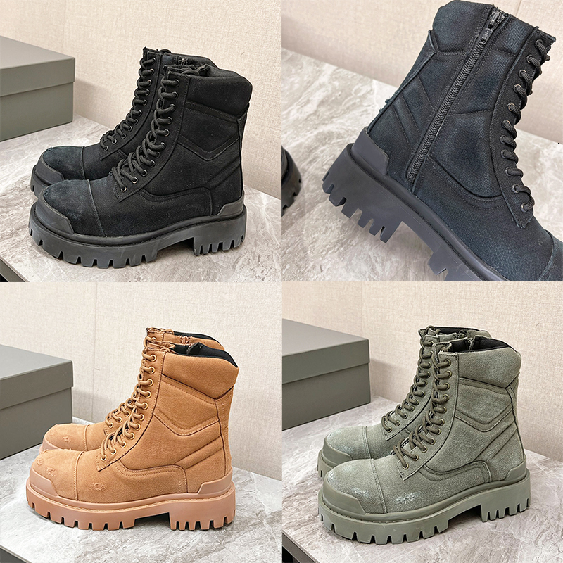 Men Boots Designer Womens Cowboy Boots Combat Strike Boot Washed Worn-Out Effect Cotton Canvas Boots Vintage Ankle Boot Winter Boots 914