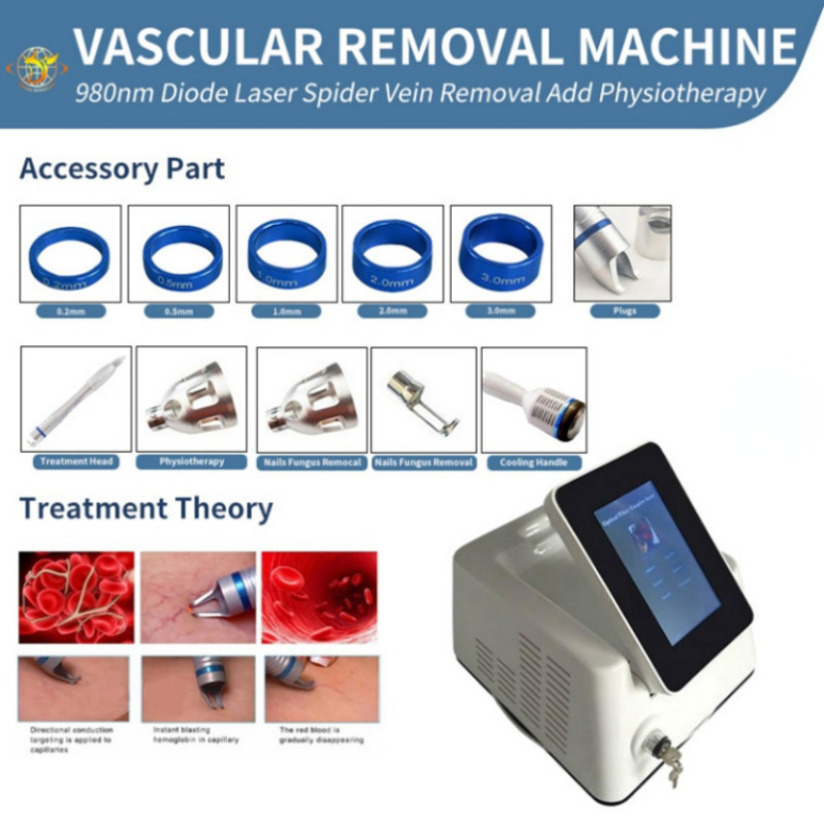 Dernier 4 sur 1 980 nm Diode Laser Laser Vasculaire Machine à araignée Vessels sanguins Vein Machines 322