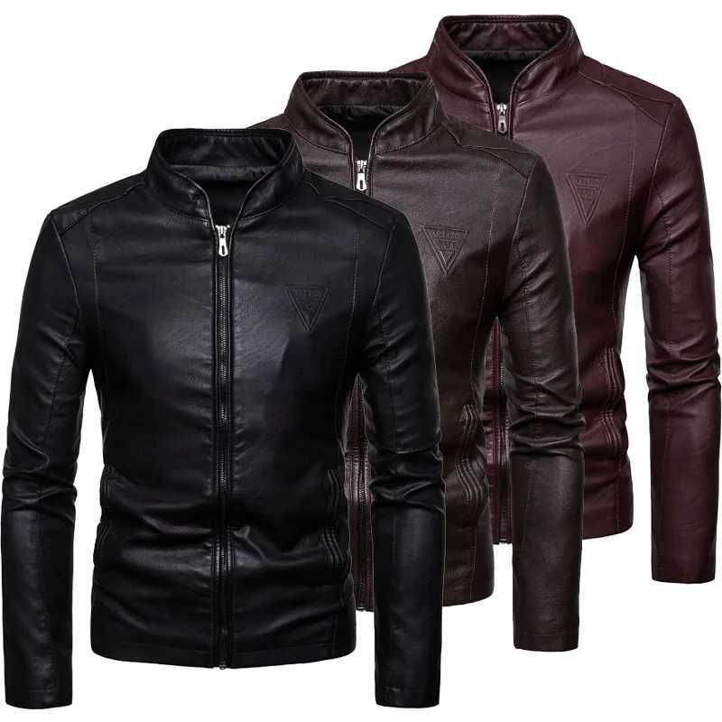 Mens Autumn Slim Pu Leather Jacket Motorcycle Windproof Cool Solid Colors Classic Biker Leather Jacket Motorcycle Spring Coat X250822