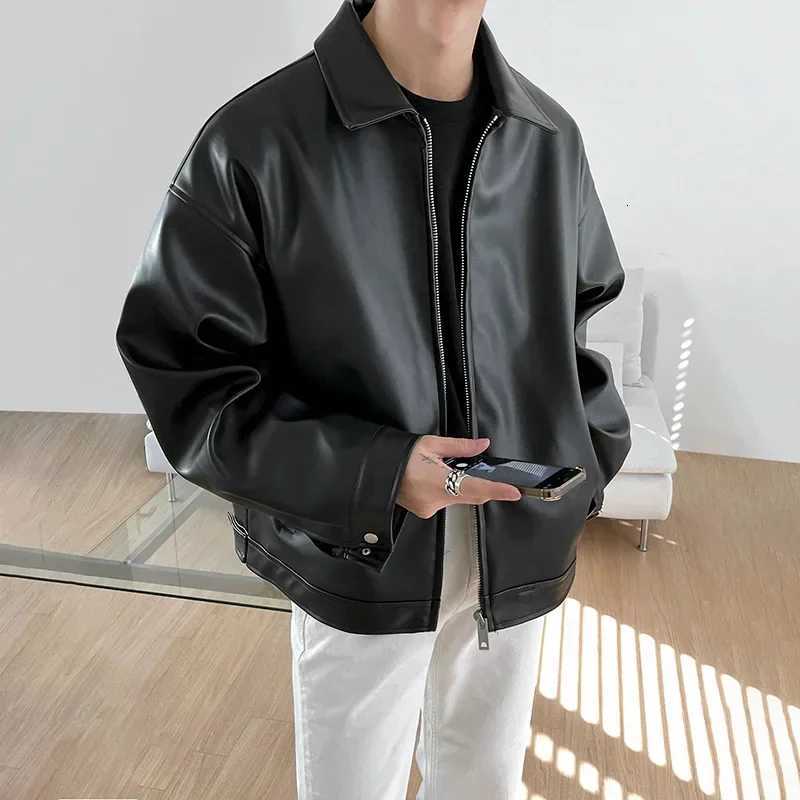 2025 Nouveau printemps automne cool luxe court noir noir doux put cuir veste en cuir hommes zipper vestes et manteaux décontractés mode x250822