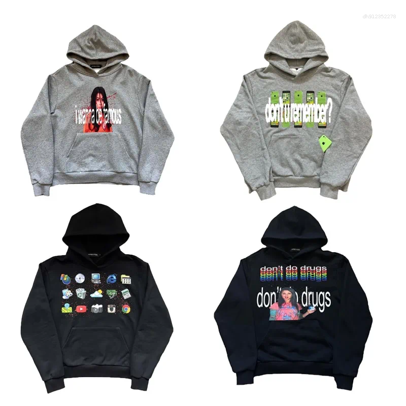 Men's Hoodies Harajuku Oversized Retro Printed Graphic Pullover Sweatshirt Gothic Hip Hop Men Women Casual Clothing Street Wear