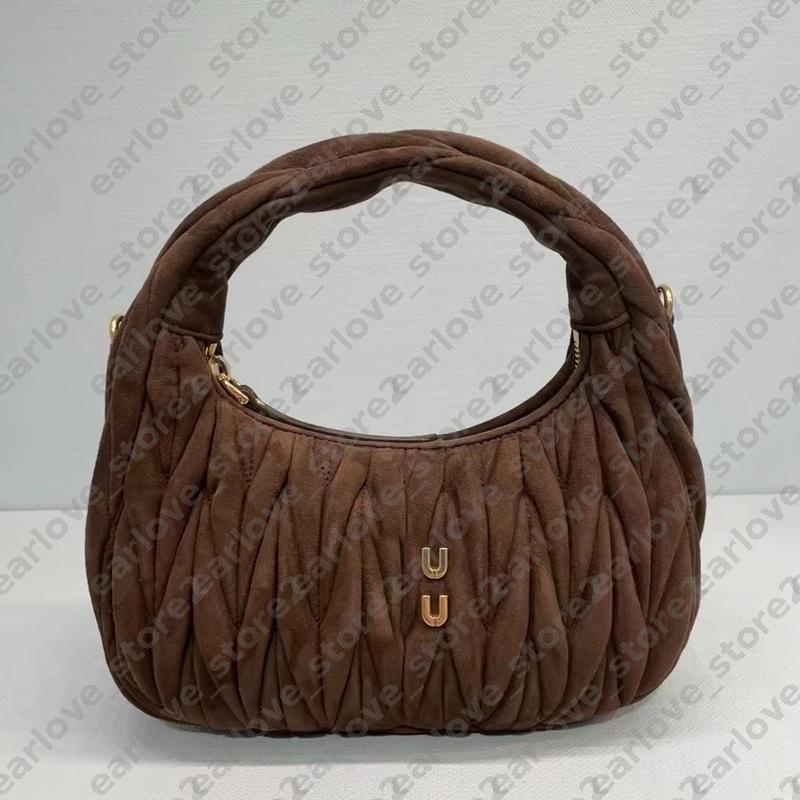 Suede Winter Handbag Designer Women Crossbody Bags Luxury Half Moon Hobo Shoulder Bag Suede Bowling Cross Body Purse Women Tote