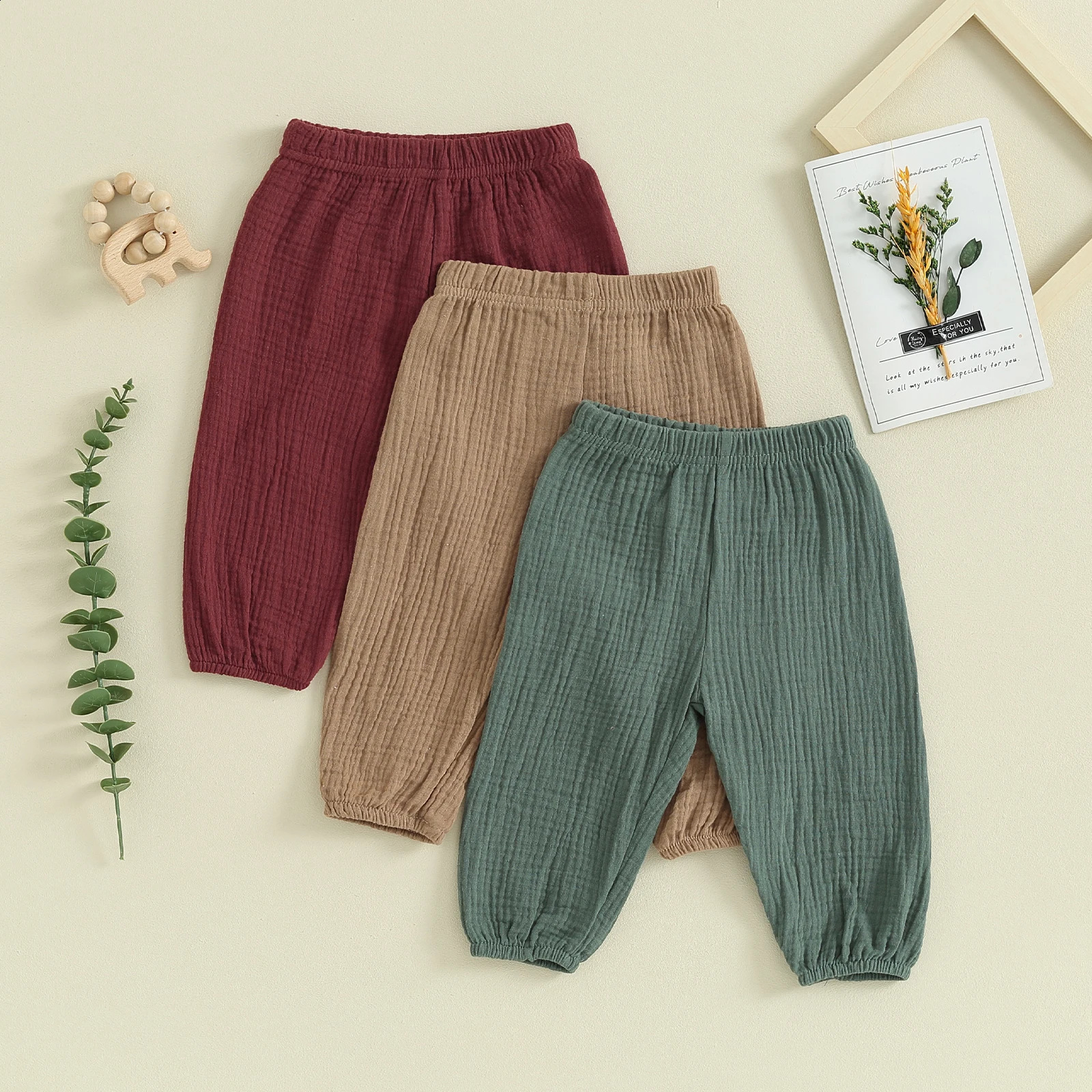 Citgeett Autumn Kids Baby Girls Boys Harem Pants Solid Color Elastic Waist Soft Trousers Spring Fall Casual Pants 3pcs Clothes250821