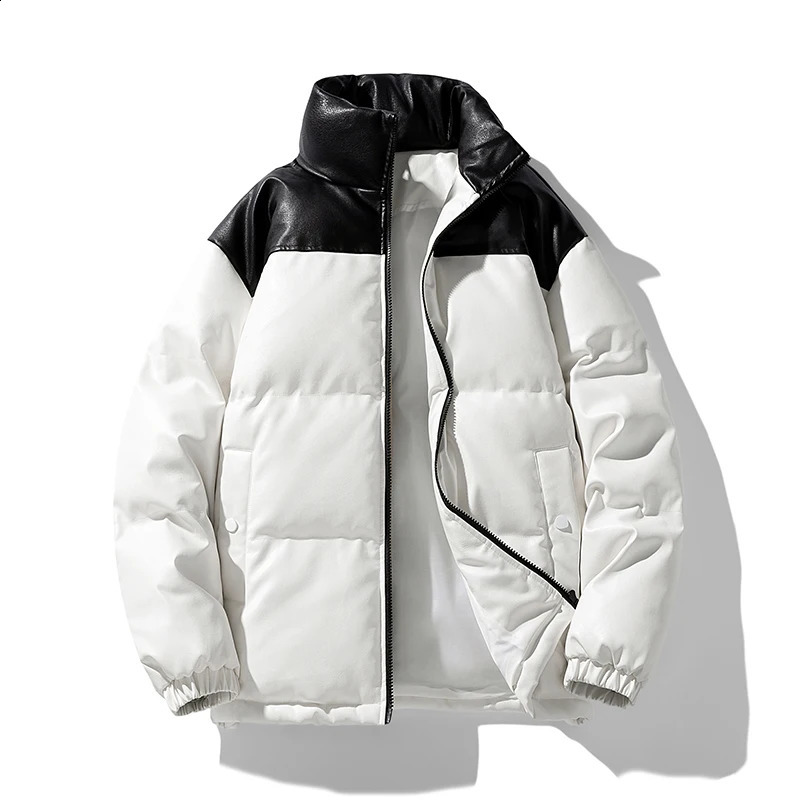 Veste brillante d'hiver pour hommes lâches et chauds extérieurs à la vent et à la manteau de voyage imperméable couple meuble de pain à col debou