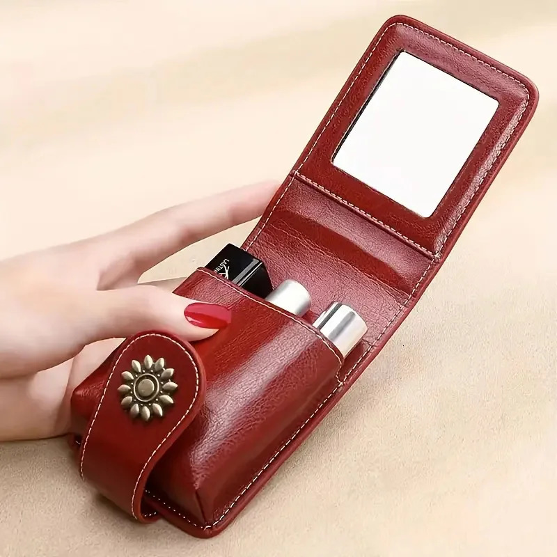 Sac de rangement à rouge à lèvres avec miroir Sac de maquillage de voyage portable Mini Organisateur de toilette Pouche de rangement outils de ra