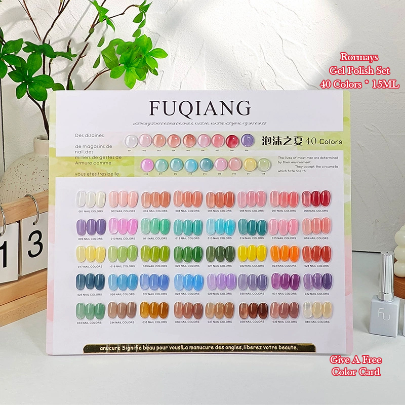 RORMAYS GELLY COLOR GEL Polirage 40 pièces Summer transparent transparent semi-permanent Couleur arc-en-ciel flash UV Nail LED Glue Salon Macaron