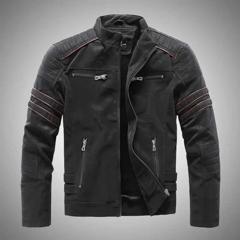 2024 Winter Mens Leather Jacket High Quality Plush Warm Windproof Motorcycle Jackets Male Fashion Slim Fit Embroidered Coats 4XL X250822