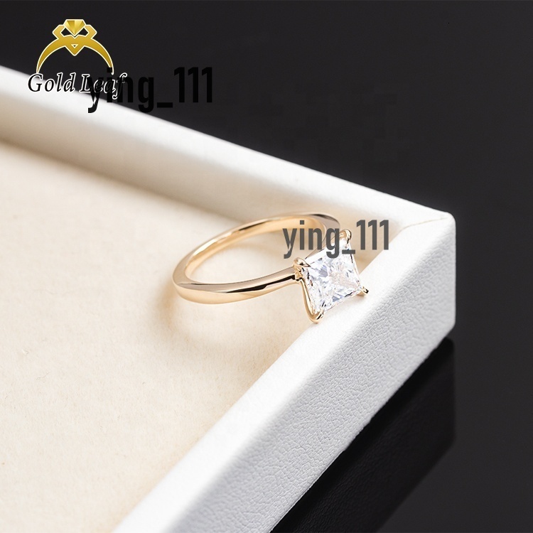 Jewelry Bridal Jewelry 14K Solid Gold Diamond Engagement Ring Princess Cut Lab Grown Diamond Ring Wedding