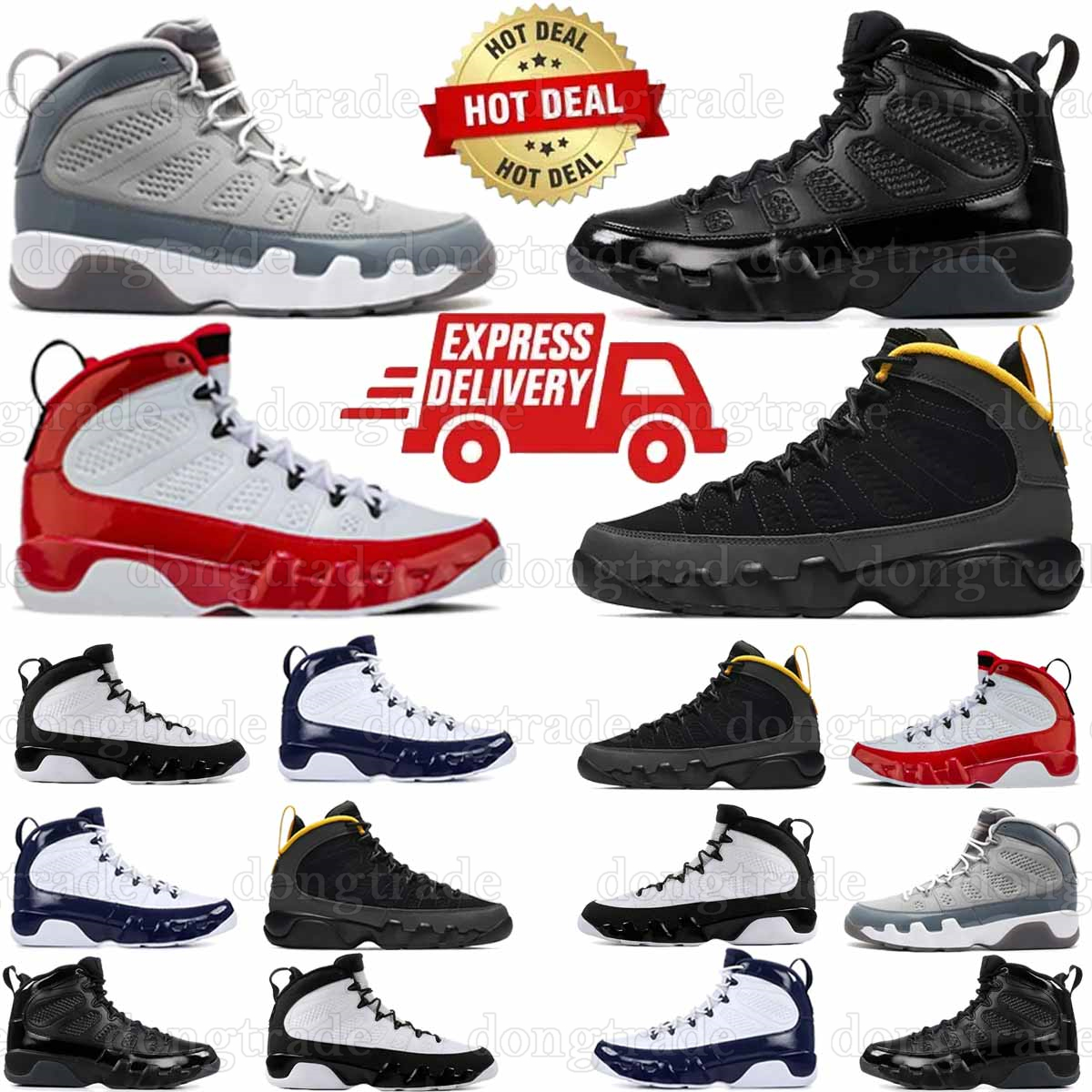 DESINGRES SHOSE 9S Chaussures de basket-ball hommes femmes blancs noirs universitaires or Bentley Ellis Cherry Chile Red Bryant Pey Gym rouge Spo