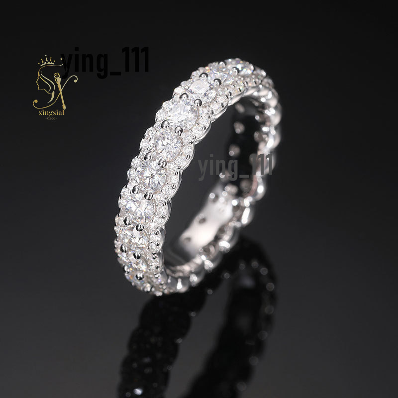 Xingsial Pass Diamond Tester Luxurious Jewelry 925 Sterling Silver Band Ring Moissanite Diamond Wedding Ring