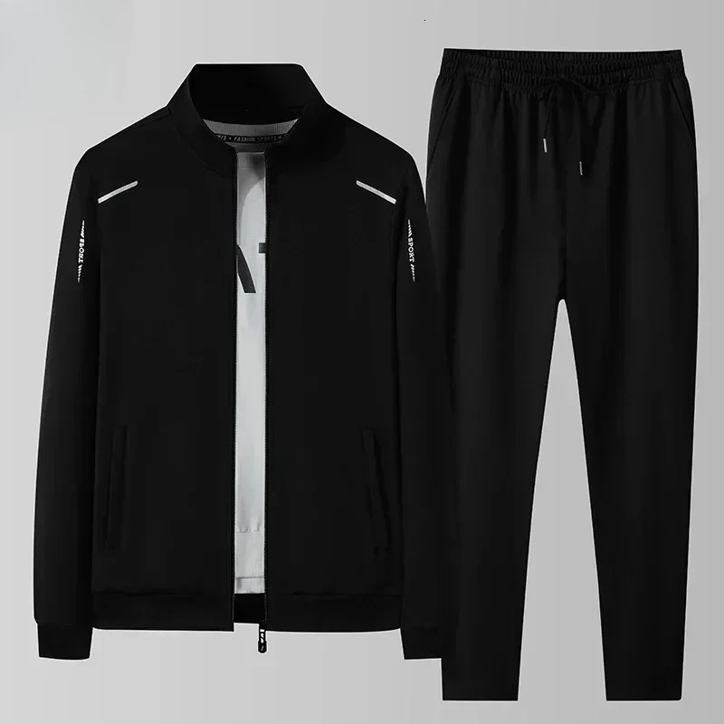 Spring Autumn Sweatshirt SweatPants Trousers For Men Set Two Piece Black Tracksuit Hip Hop Streetwear Running Sport Clothes 250822