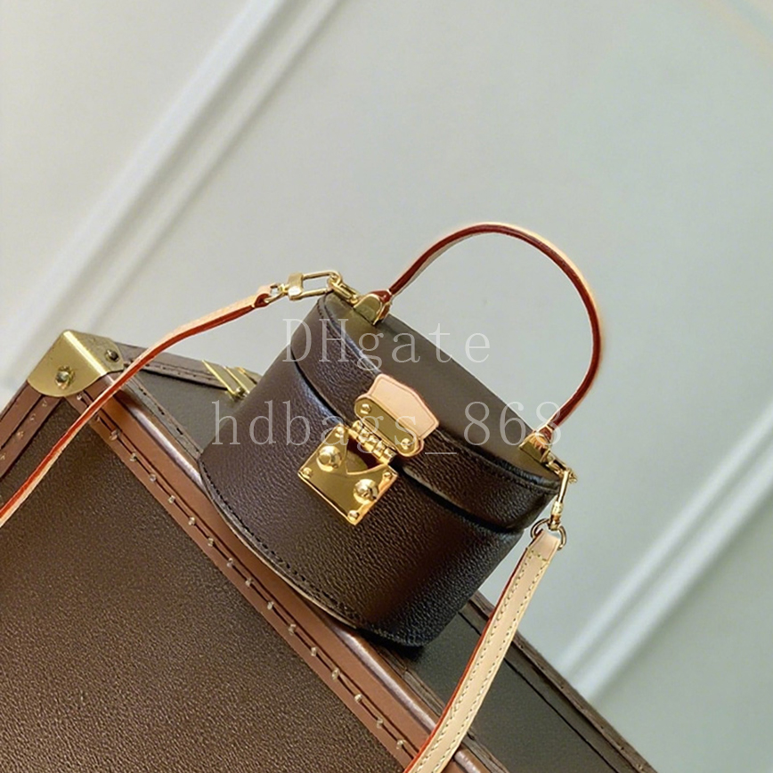 Mirror quality Designer bags Clutch bags Crossbody bags Cosmetic Pouch Fashion Shoulder bag Canvas Leather round bag 13.5cm With box LS12A1