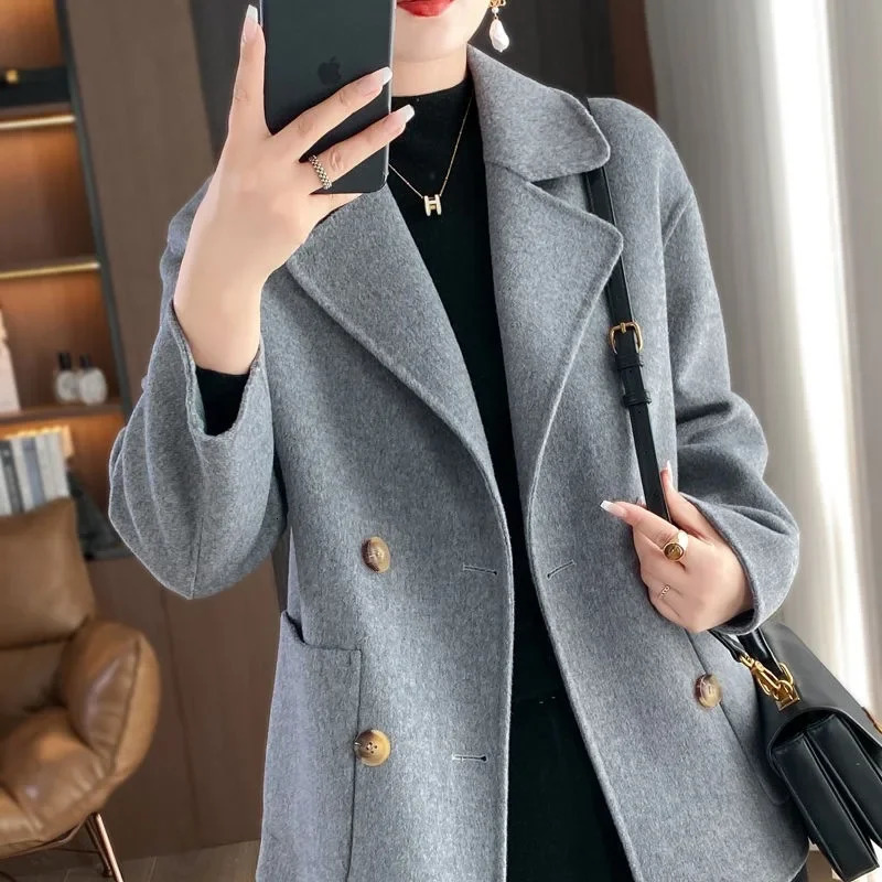 Plus Size Womens Woolen Overcoat Cropped AutumnWinter Petite LooseFit Jacket Trendy Flow Clothing Large Outerwear 250822