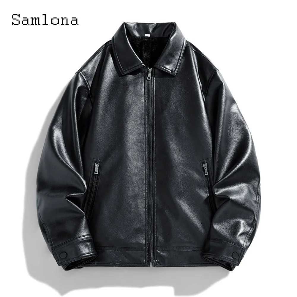 2024 Mens PU Leather Jackets European Style Casual Motorcycle Jacket Black Soft Faux Leather Coats Men Fashion Zipper Overcoats X250822