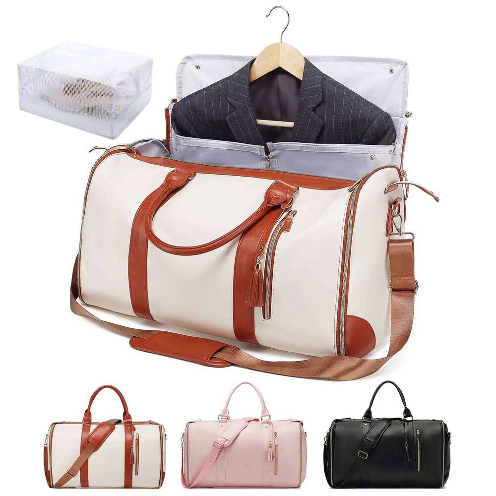 Dance Bag 55L Large Capacity Waterproof PU Leather Travel Garment With Shoe Pouch, 2-In-1 Carry-On Suit Duffle Bag
