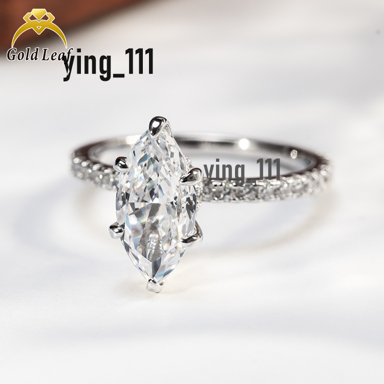 Wholesale Classic Style 925 Sterling Silver Wedding Engagement Ring Hot Sale Womens Fine Jewelry Gold Plated Moissanite Stones