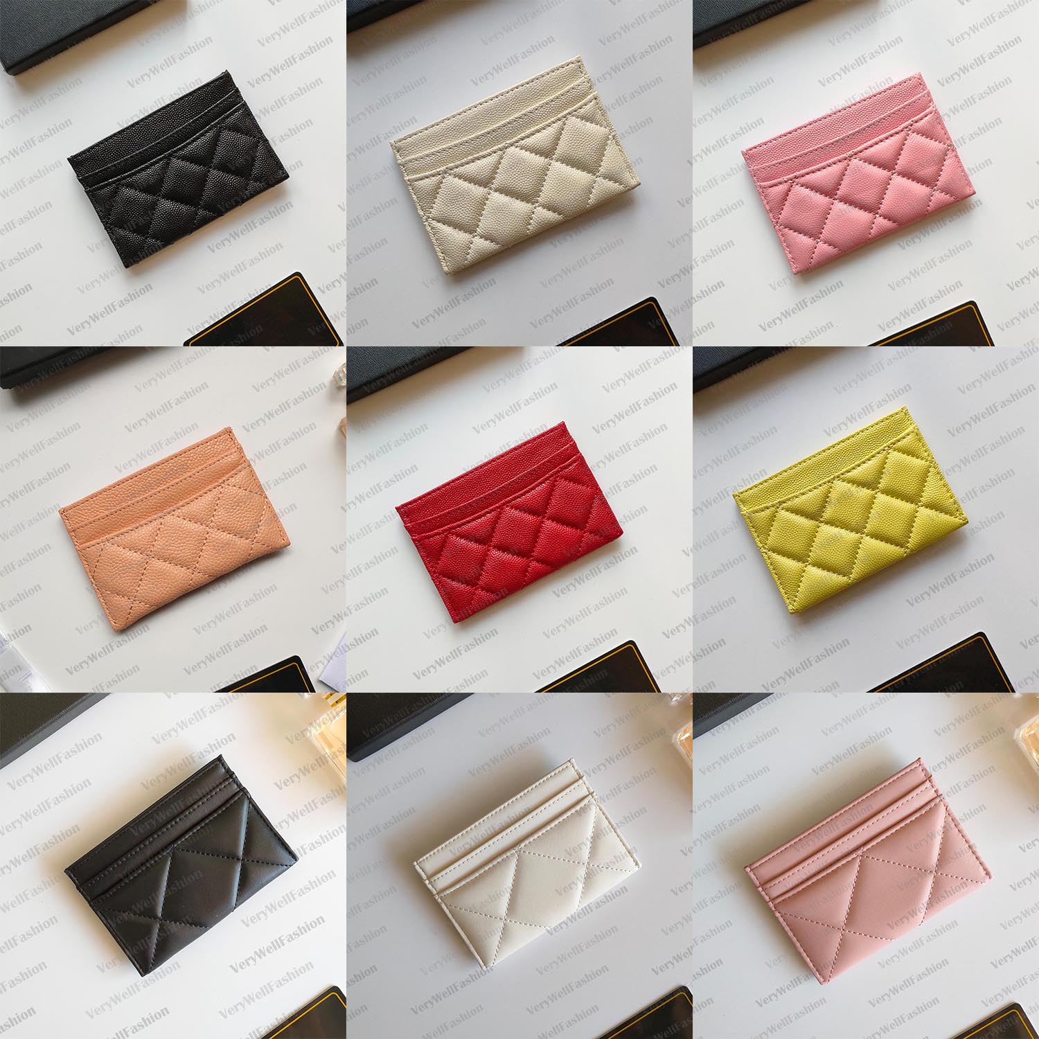Top High quality card holder cardholder card wallet Designer wallet plaid caviar style woman wallet pure genuine leather sheepskin texture men Pu