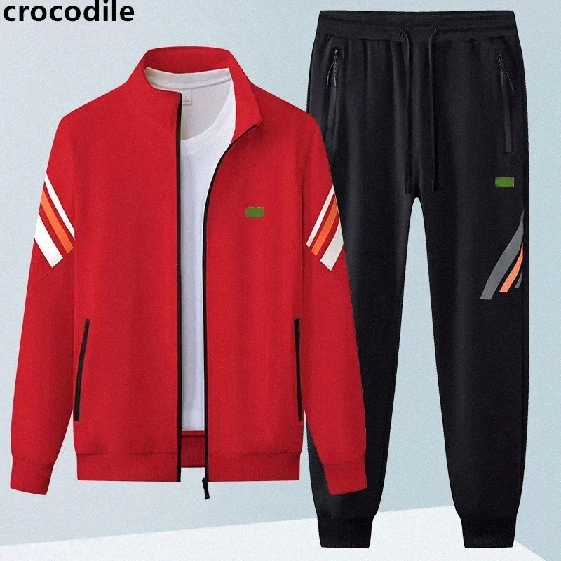 men's Premium Embroidered Crocodile Hoodie and Sweatpants Set - Winter Thickened Street Sports Jogger Suit Casual Lounge Wear Y8RT#