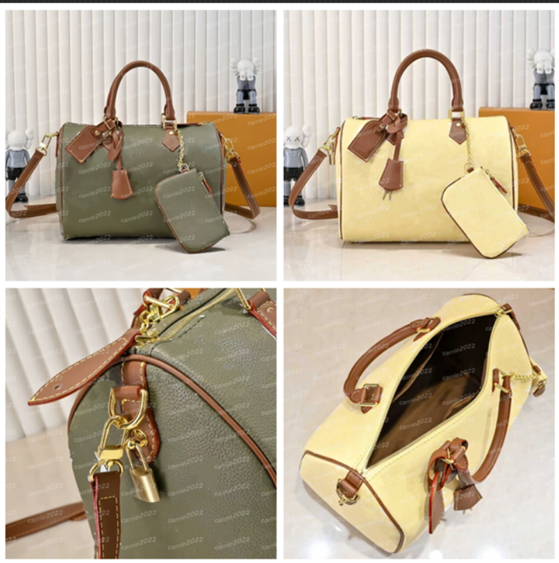 Designer bags Luxury 25CM Large 30cm Boston leather Bag Totes Handbag Shoulder Bags Crossbody top P9 Pouch Purse Soft 25 Pillow Army green+White flo