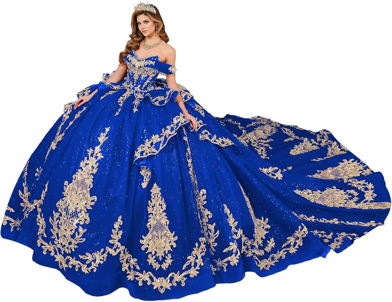 Glitter Beaded Lace Quinceanera Dresses for Women Off Shoulder Tassel Sweet 15 16 Prom Dress with Train Custom Ball Gown Custom Made Color/Size