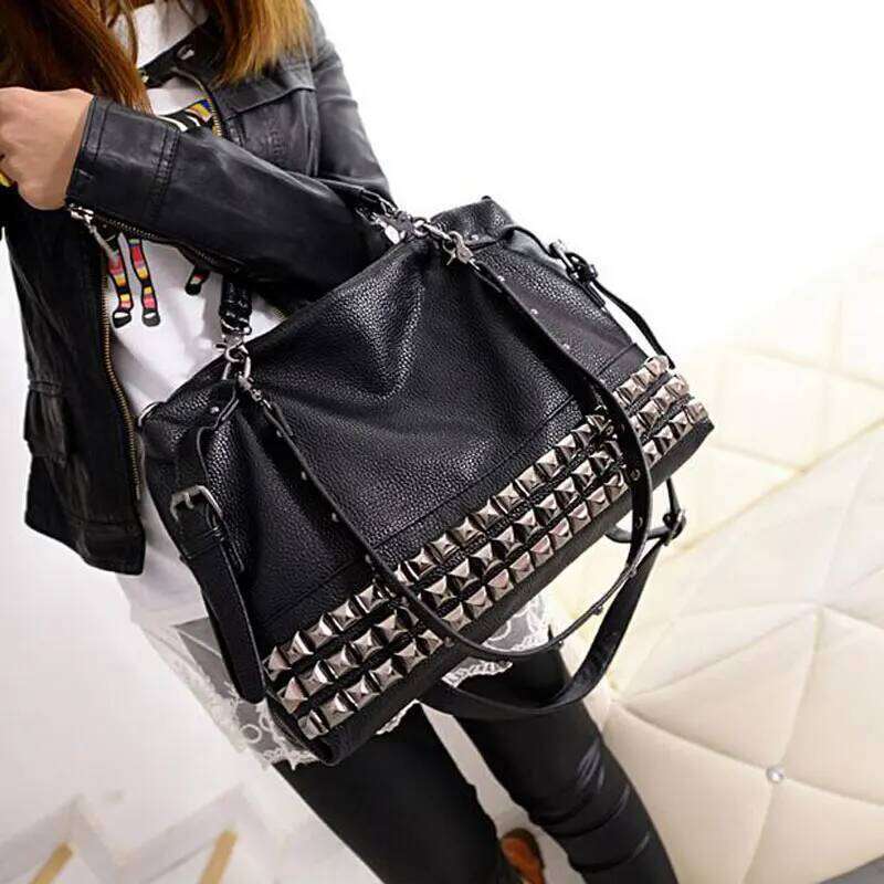 Dance Bag Customizable Rivet Women's PU Leather New Fashion Cowhide Women Messenger One Shoulder Handbag Big Bags