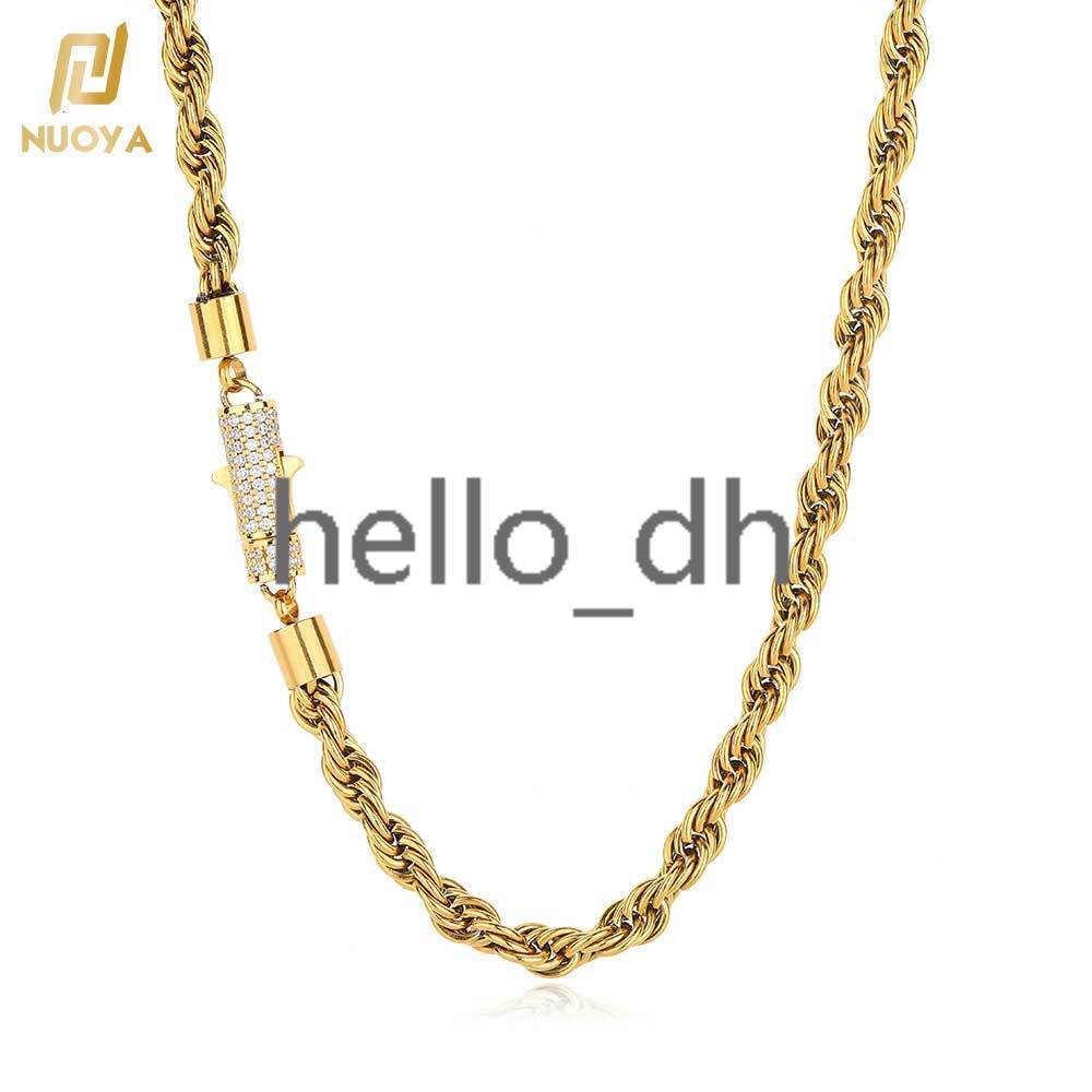 Nouveau style 6 mm Chaîne de corde à fermoir glacée 18k Gold plaqué 925 Silver 925 Collier de chaîne de corde à torsion en argent pour hommes