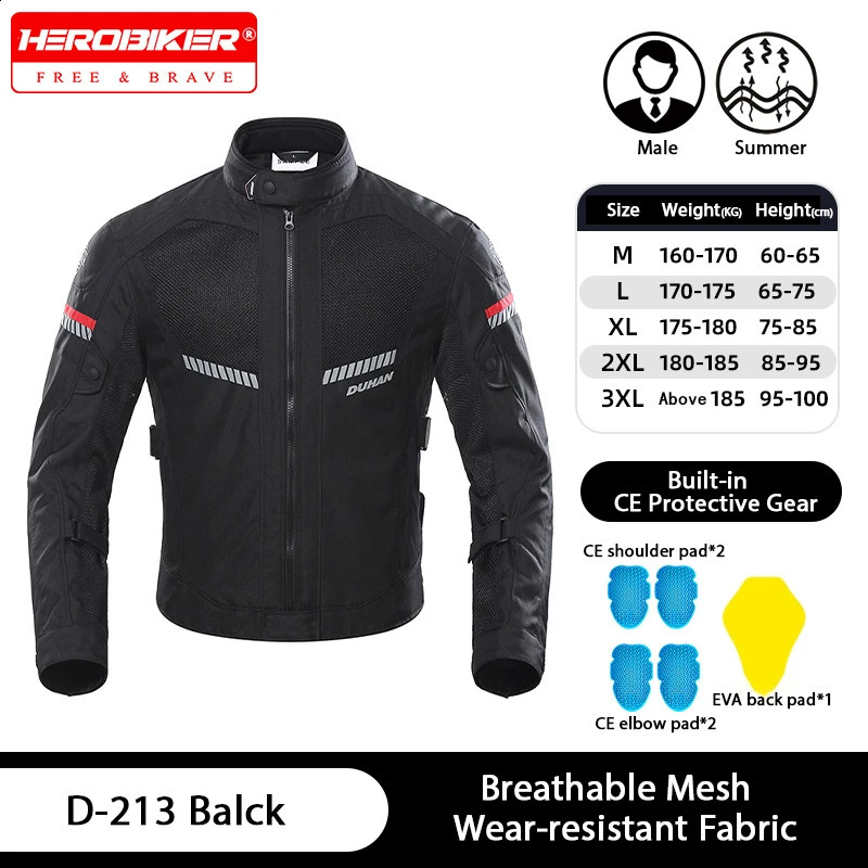 DUHAN Mens Motorcycle Jacket Summer Breathable Mesh Motorbike Antifall Motocross Riding Moto Clothes Reflective 250822