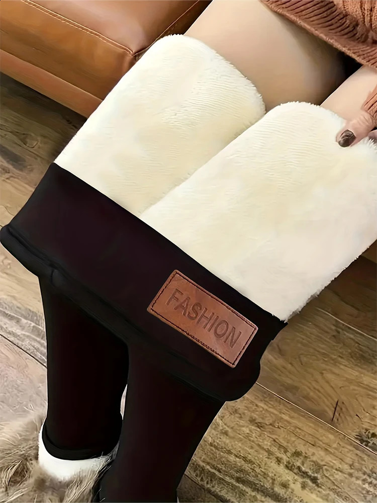 Plus Size Womens plus Size Plush Lined Skinny Pants Elastic Waist Velvet Warm Stretchy Comfortable Winter 2024250821