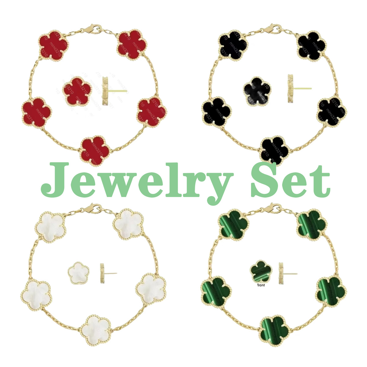 designer bracelet bracelet jewlery designer for women Luxury Designer Earrings Bracelet Set with Shell Inlay 18k Gold Plated Clovers designer bracel