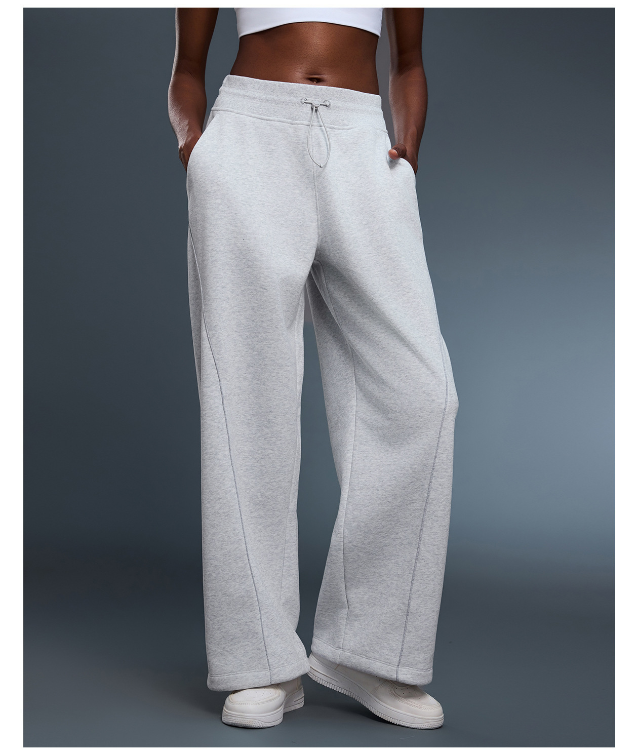 Pantalons décontractés doublés de toison pour femmes Joggers chauds à vent de vent lâche des tenues de yoga minceur droit pantalon sportif D25158