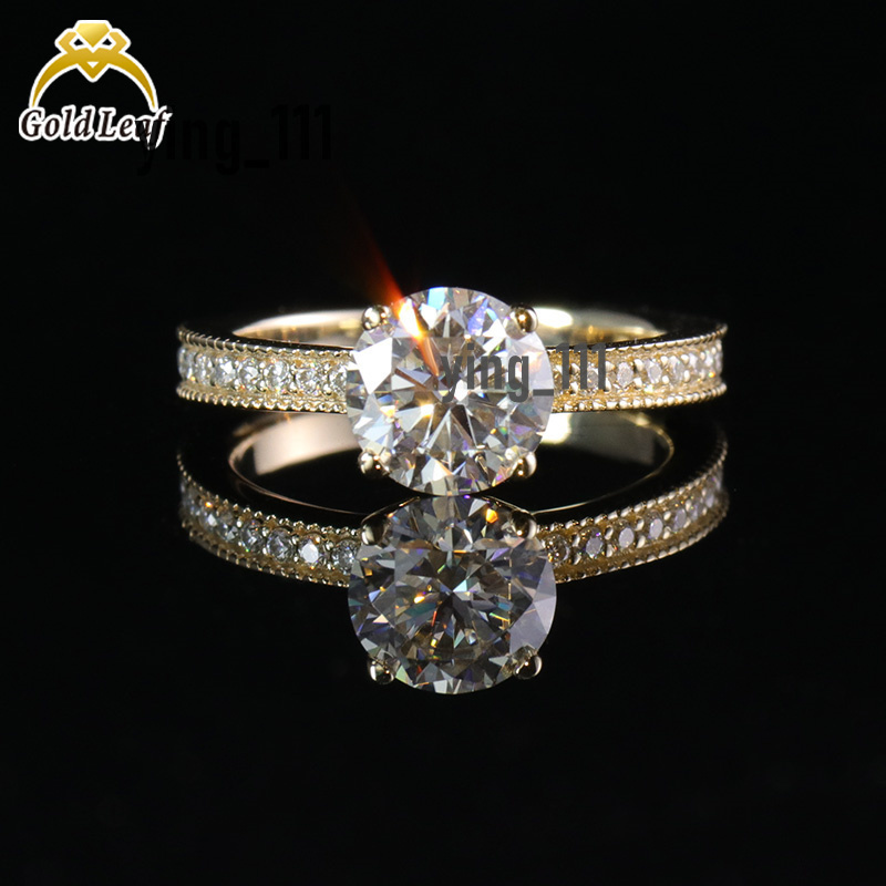 10K 18K Solid Gold 1CT-3CT Lab Grown Diamond Engagement Wedding Pave Band Ring Classic Style IGI Certificate Parties