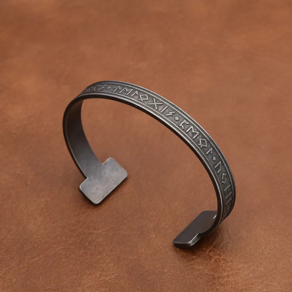 Fashion Vintage Viking Rune Bracelet for Men Women Stainless Steel Nordic Odin Open Bracelets Simple Jewelry Gift Wholesale250812
