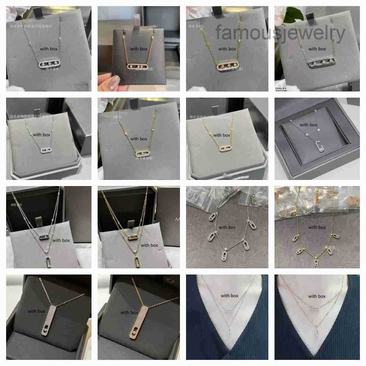 Luxury jewelry designer necklace sliding starry sky necklace high version double-layer collarbone chain copper plated 18K gold necklace three diamon