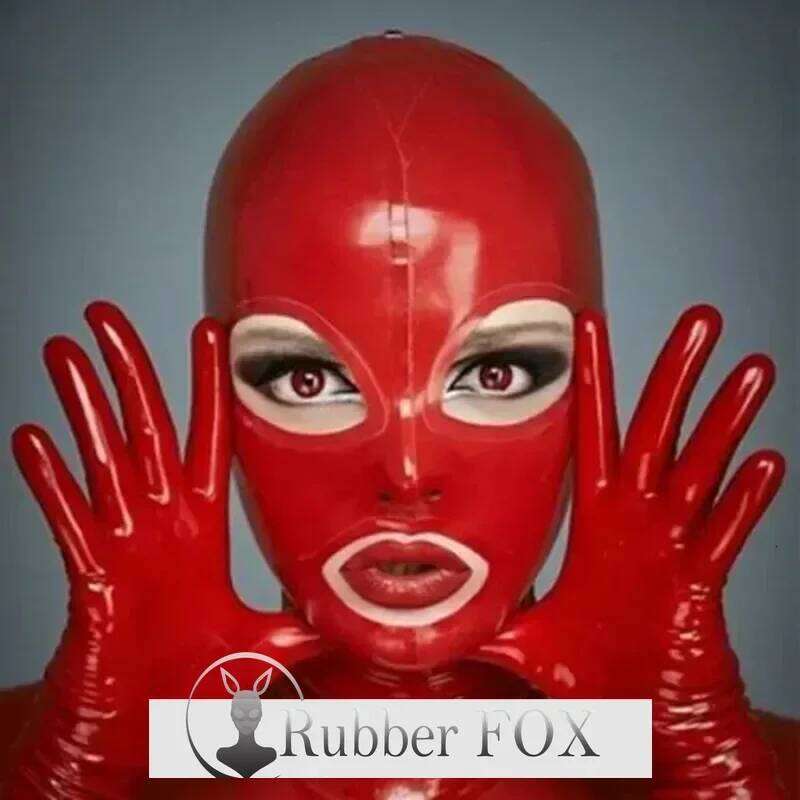 Latex Hood Rubber Gummi Red Open Masques Masques arrière Costumes de cosplay de 0,4 mm personnalisés pour les femmes
