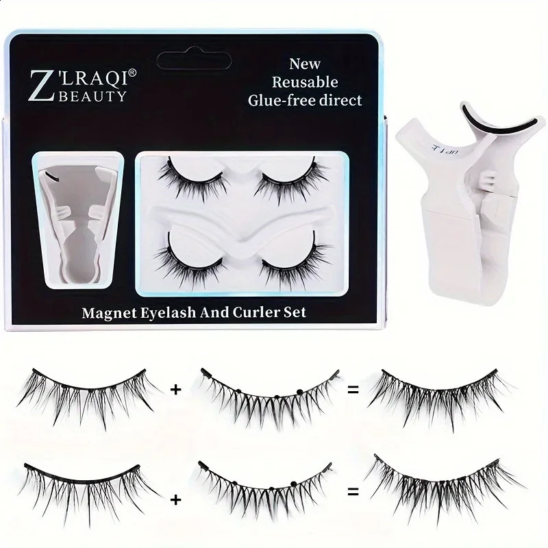 Un ensemble de cils magnétiques Look naturel Installation rapide sans colle réutilisable à double paire de faux cils 250819