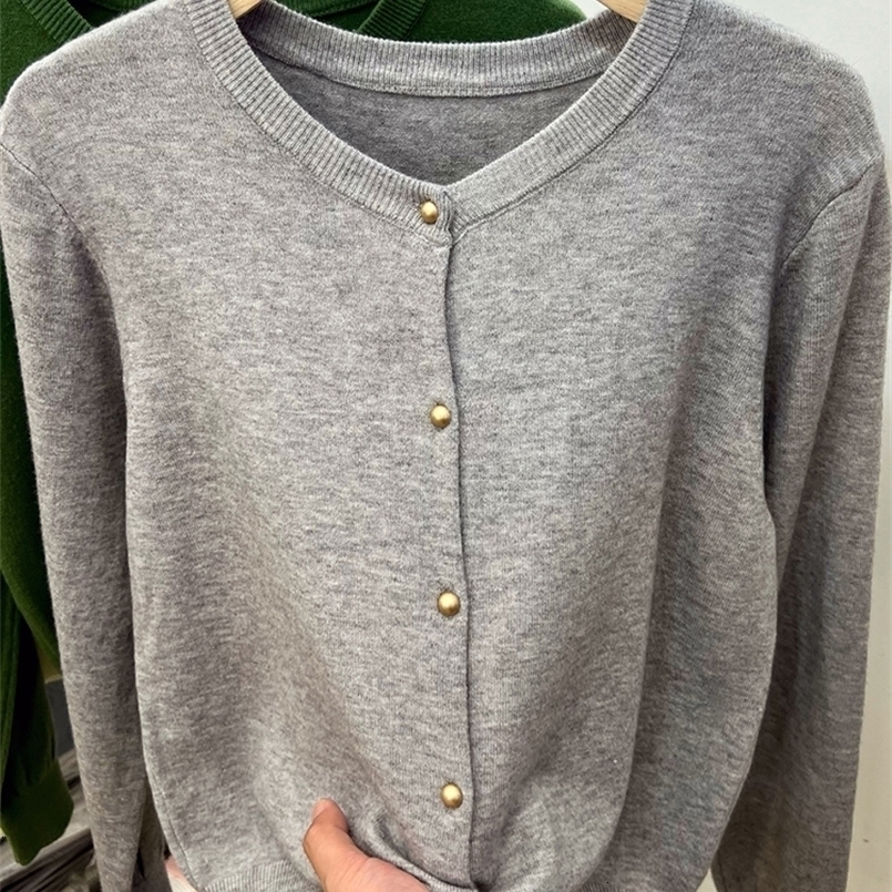AOSSVIAO Long Sleeve Sweaters Cardigan Spring Autumn Women O-Neck Knitwear Tops Clothing Fashion Basic Tops250821ww